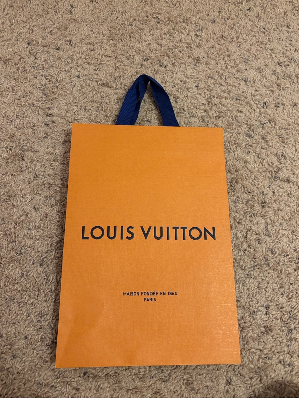 Louis Vuitton Orange Gift Shopping Bag with Black Logo